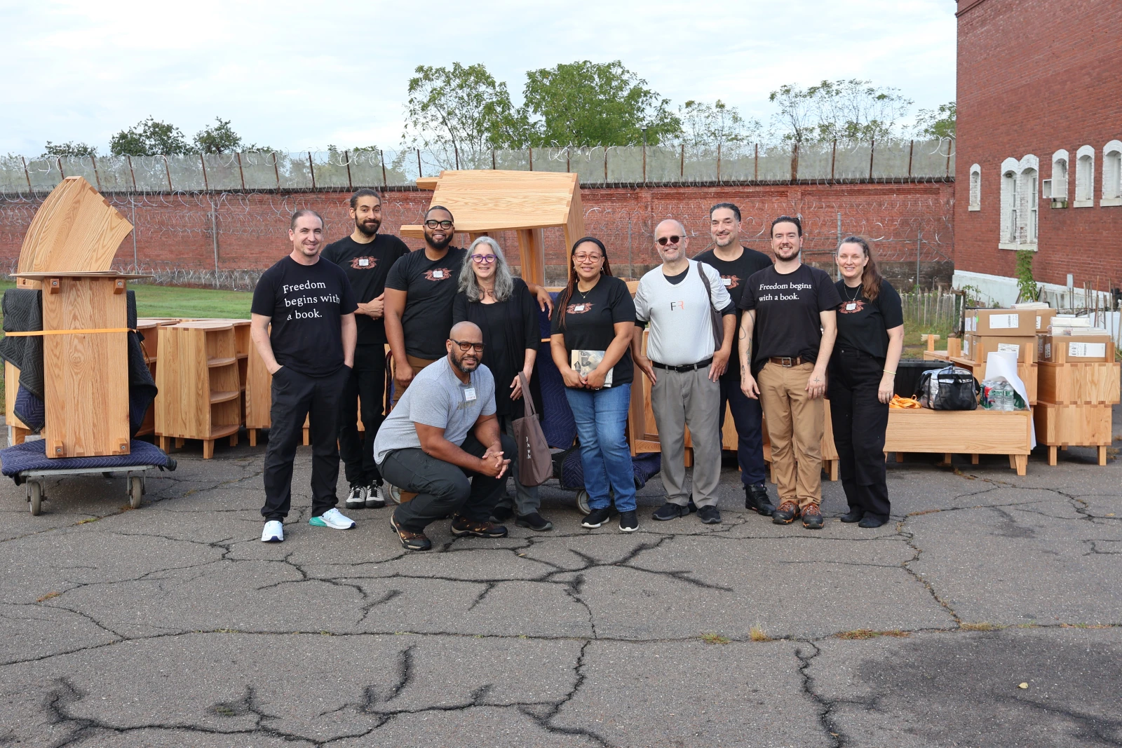 The Freedom Reads team prepares to open Freedom Libraries at Cheshire Correctional Institution in Connecticut. The Freedom Reads team prepares to open Freedom Libraries at Cheshire Correctional Institution in Connecticut.