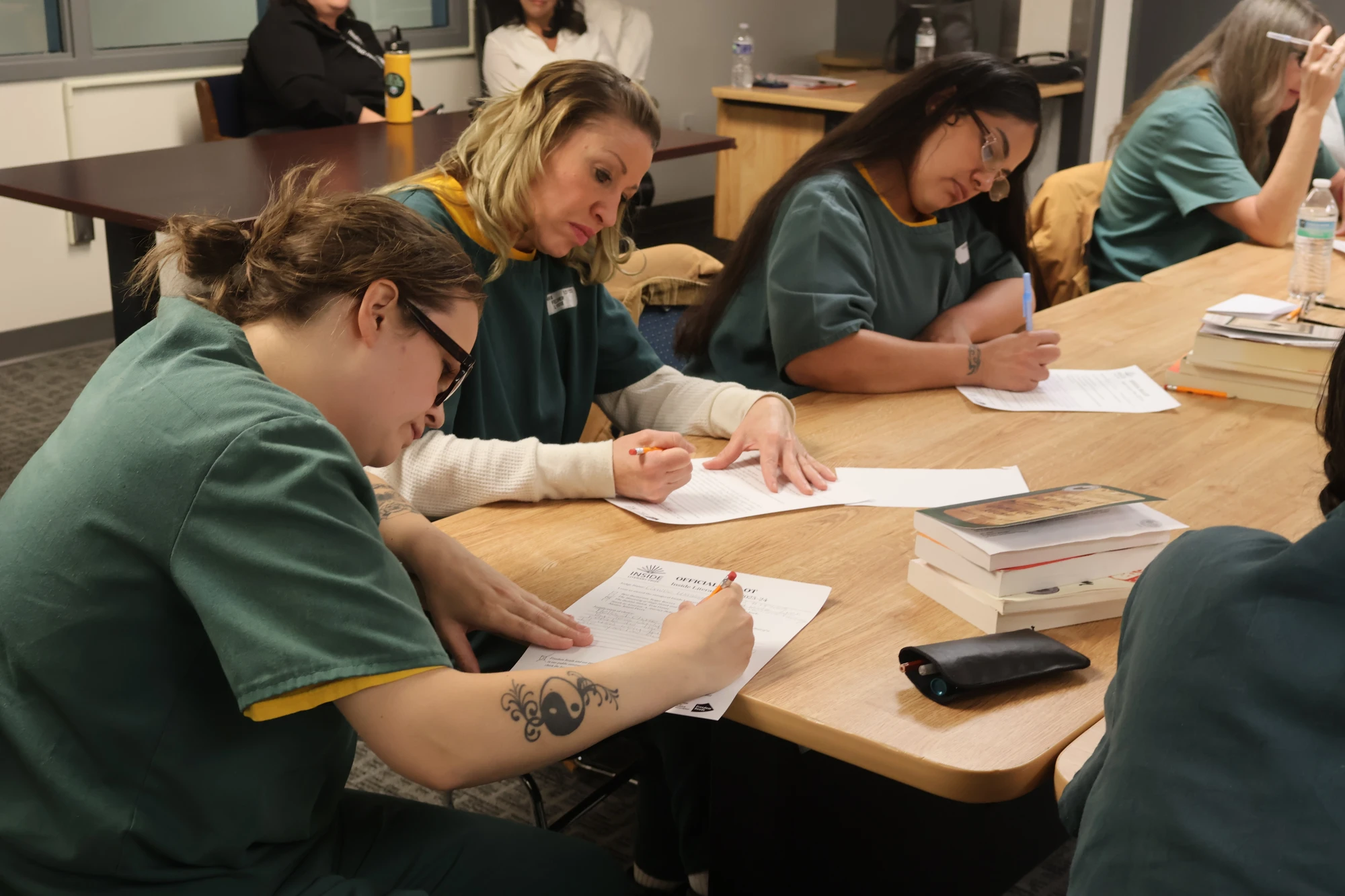 Judges inside at La Vista Correctional Center in Colorado vote on the four shortlisted books for the inaugural Inside Literary Prize. Judges inside at La Vista Correctional Center in Colorado vote on the four shortlisted books for the inaugural Inside Literary Prize.