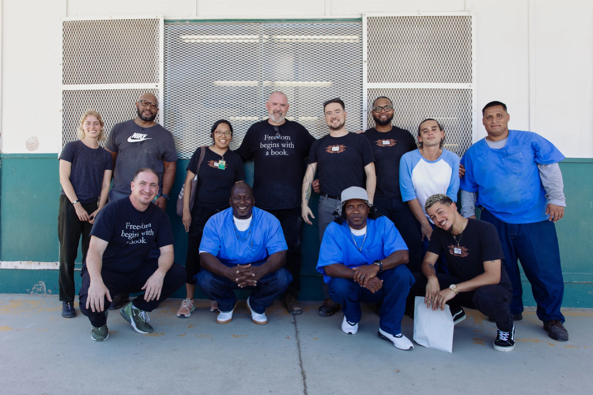 The Freedom Reads team with Freedom Library Patrons at the California Institution for Men. The Freedom Reads team with Freedom Library Patrons at the California Institution for Men.