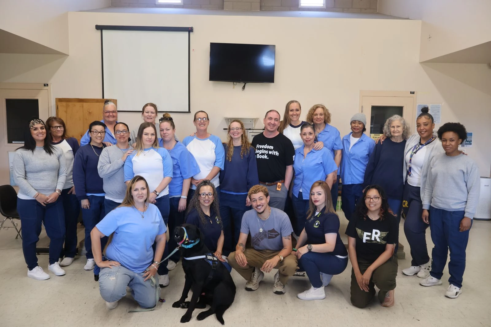 Inside Literary Prize judges and members of the Freedom Reads team at Central California Women's Facility.