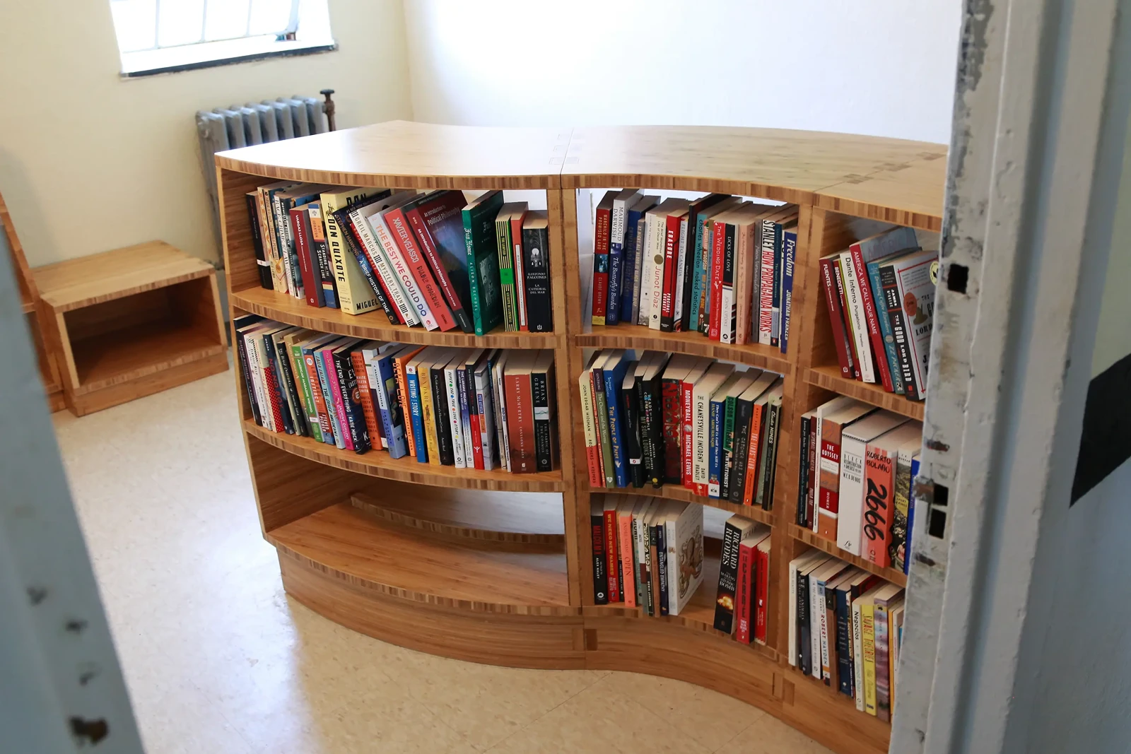The first Freedom Library at MCI-Norfolk. A Freedom Library, the first ever opened, stands 44 inches tall and filled with books in the middle of a sunlit cellblock at MCI-Norfolk in Massachusetts.